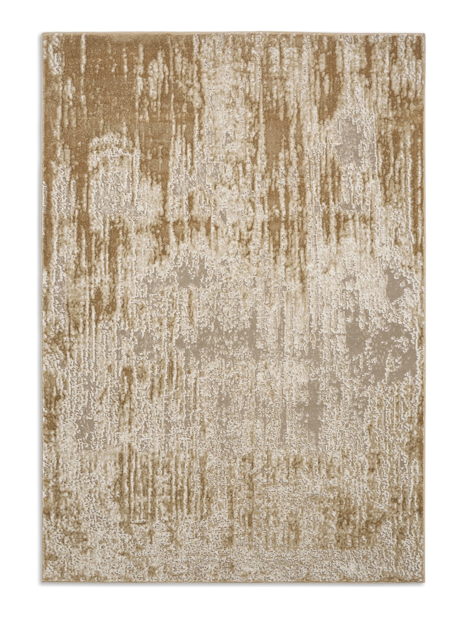 Apollo rectangular rug shown flat in cream and beige, with broken vertical streaks.