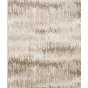 Drift rectangular rug shown flat in cream and beige, with irregular horizontal bands with softly broken edges.