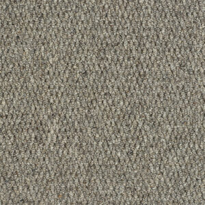 Close-up of Haworth Deep Flint Wool Loop Carpet, showing dark grey tones and a flecked loop texture.
