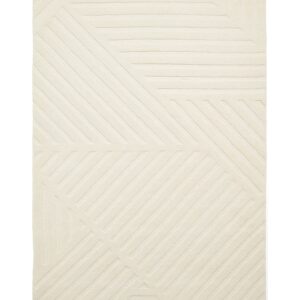 Hudson Bay Angled Lines rectangular rug shown flat in ivory, with angled groups of parallel raised-looking lines.