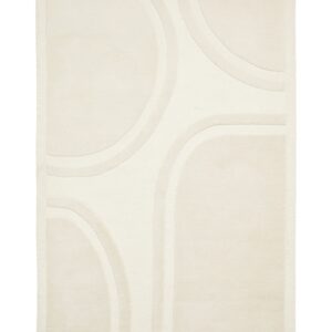 Hudson Bay Quarter Circles rectangular rug shown flat in ivory, with broad curved lines forming quarter-circle shapes.