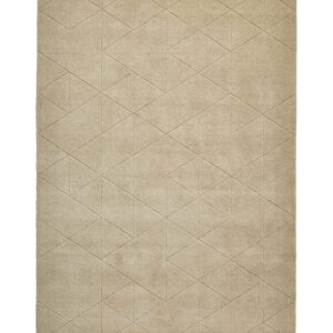 Kasbah rectangular rug shown flat in beige, with fine intersecting geometric outlines.