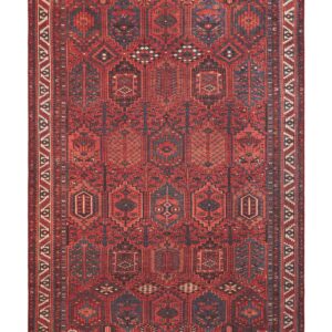 Kashmar Diamond Motif rectangular rug shown flat in red, with repeated angular diamond motifs within a patterned border.