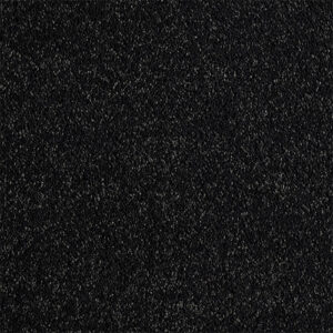 Close-up of Linden Midnight Coal Deep-Pile Carpet, showing black tones and a cut-pile surface.