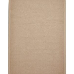 Portland Jute Border rectangular rug shown flat in beige, with a plain woven centre framed by a solid border.
