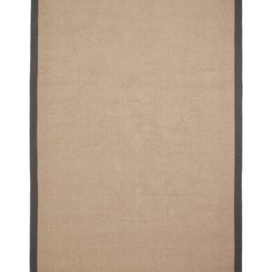 Portland Jute Border rectangular rug shown flat in charcoal, with a plain woven centre framed by a solid border.