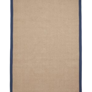 Portland Jute Border rectangular rug shown flat in navy, with a plain woven centre framed by a solid border.