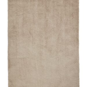 Riviera rectangular rug shown flat in beige, with a plain shaggy surface.