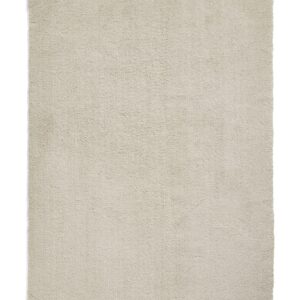 Riviera rectangular rug shown flat in linen, with a plain shaggy surface.
