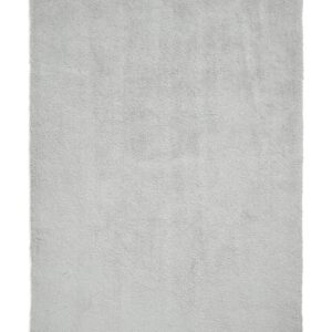 Riviera rectangular rug shown flat in silver, with a plain shaggy surface.