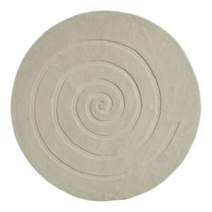 Spiral round rug shown flat in ivory, with a single spiral line on a round field.