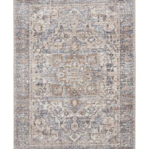 Vintage Medallion rectangular rug shown flat in blue, with a faded-looking central medallion and ornate border.