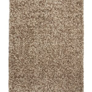 Vista rectangular rug shown flat in beige, with a long, visibly shaggy surface.
