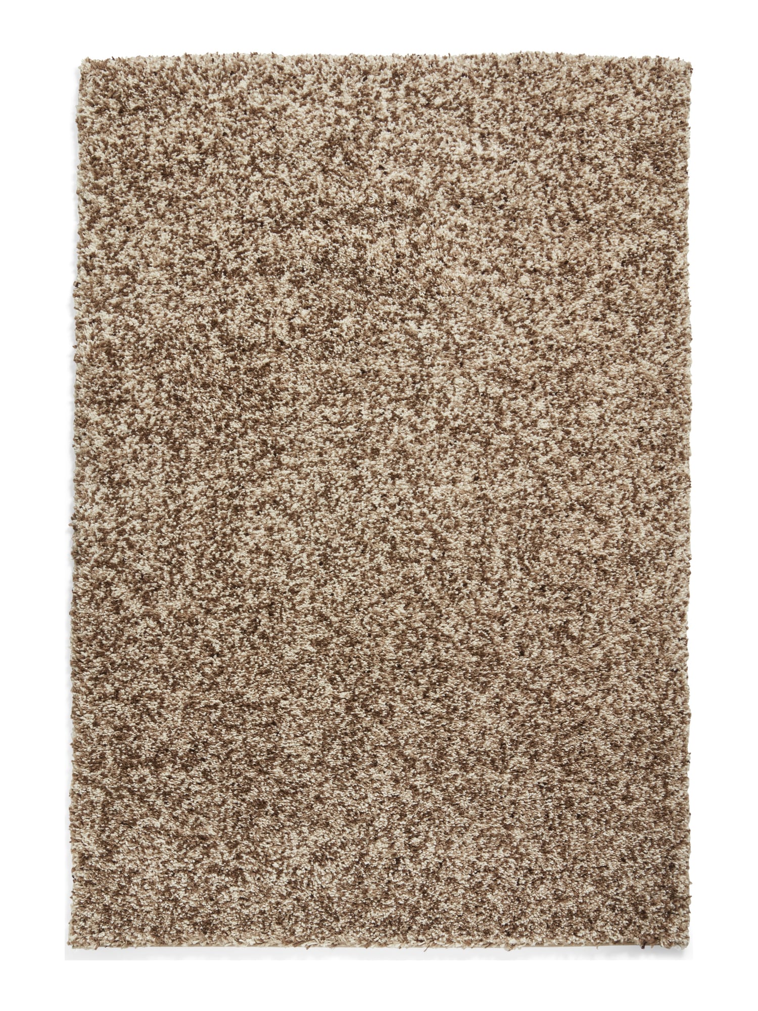 Vista rectangular rug shown flat in beige, with a long, visibly shaggy surface.