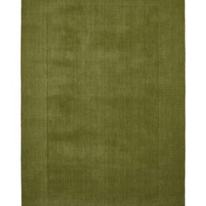 Windsor Border rectangular rug shown flat in green, with a plain centre framed by a tonal textured border.