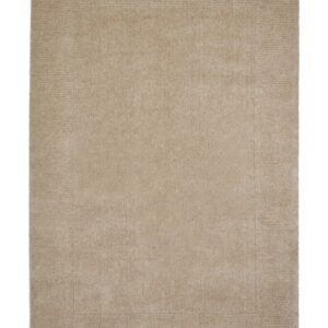 Windsor Border rectangular rug shown flat in natural, with a plain centre framed by a tonal textured border.